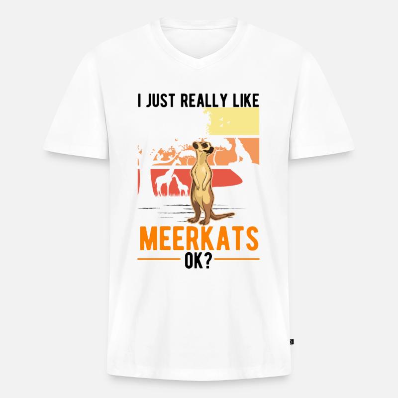 Erdmännchen Geschenk Meerkat - Männer Premium Bio T-Shirt mit V-Ausschnitt - Weiß