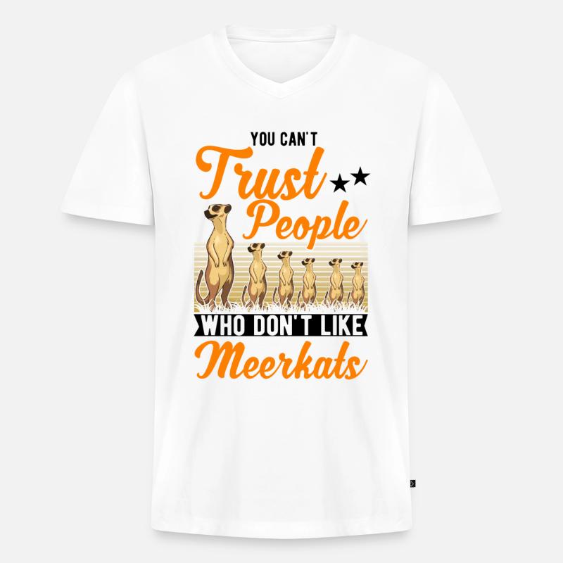 Erdmännchen Geschenk Meerkat - Männer Premium Bio T-Shirt mit V-Ausschnitt - Weiß
