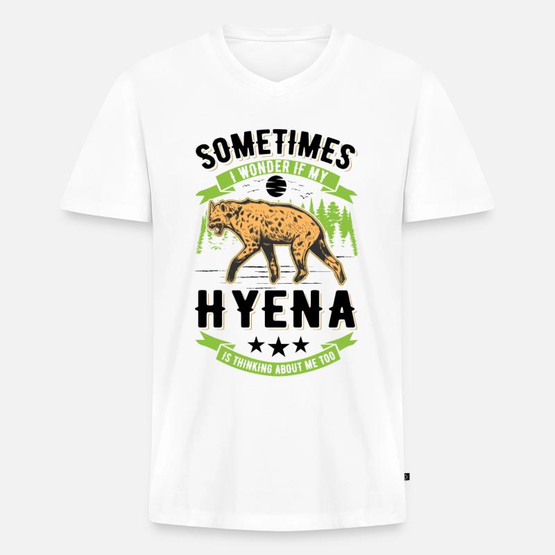 Hyäne Geschenk Erdwolf Hyena - Männer Premium Bio T-Shirt mit V-Ausschnitt - Weiß