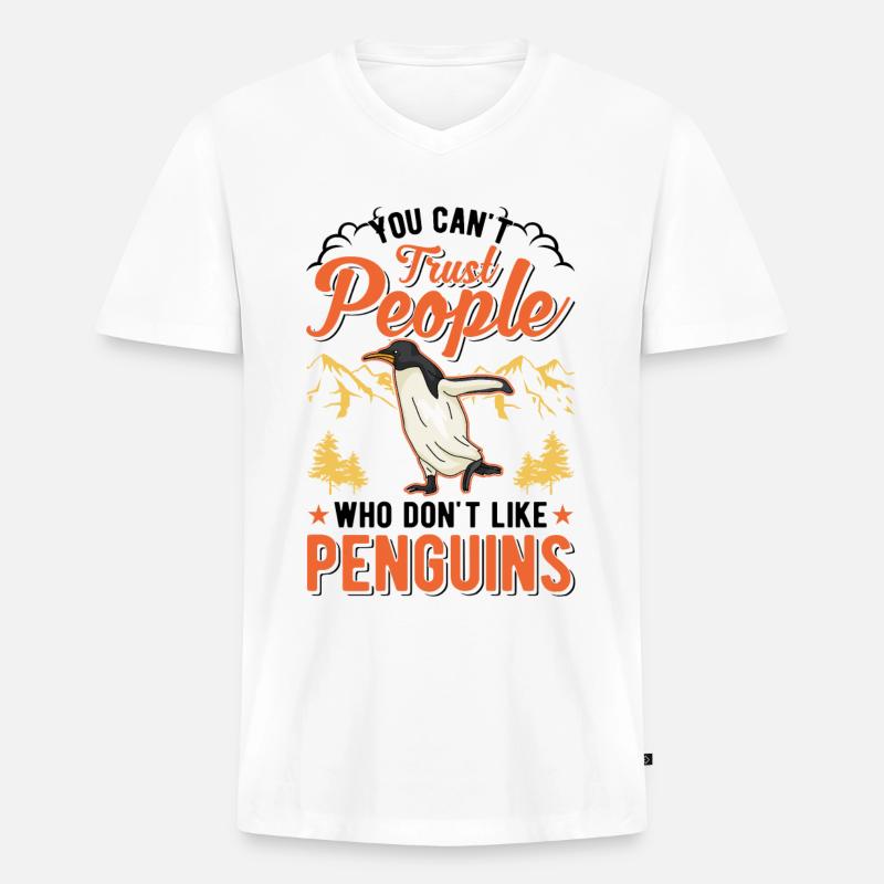 Pinguin Geschenk Penguin - Männer Premium Bio T-Shirt mit V-Ausschnitt - Weiß