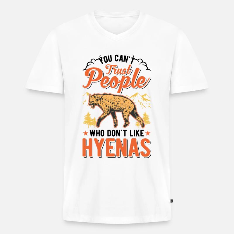 Hyäne Geschenk Erdwolf Hyena - Männer Premium Bio T-Shirt mit V-Ausschnitt - Weiß