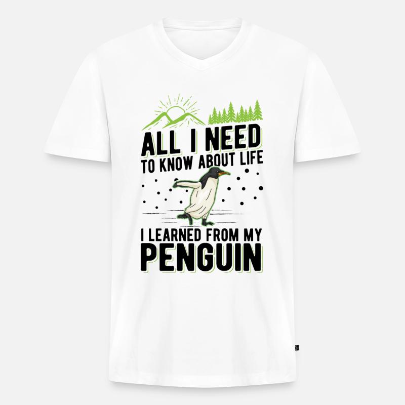 Pinguin Geschenk Penguin - Männer Premium Bio T-Shirt mit V-Ausschnitt - Weiß