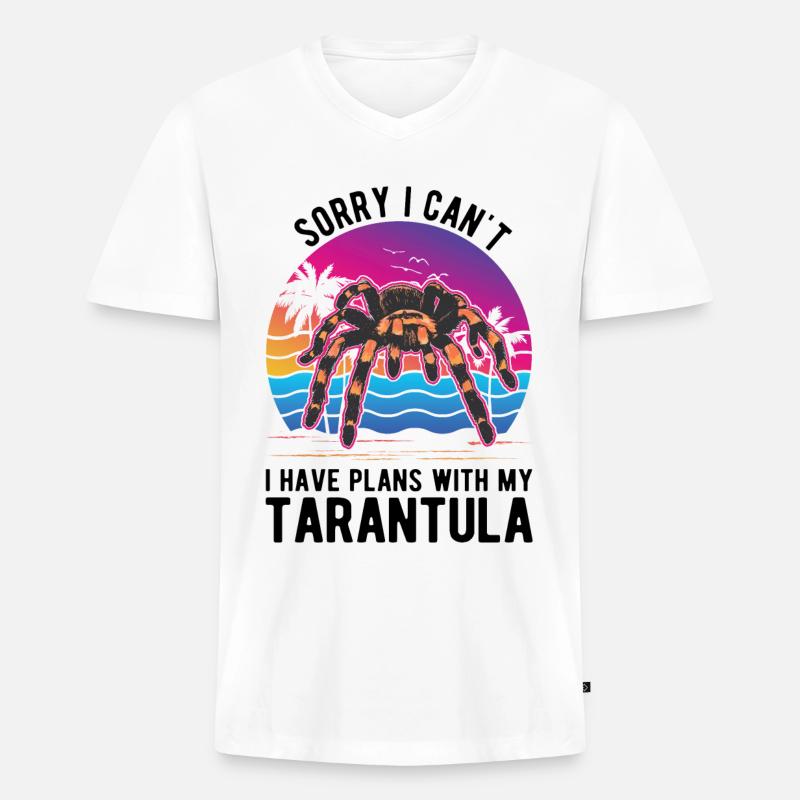 Tarantel Spinne Tarantula - Männer Premium Bio T-Shirt mit V-Ausschnitt - Weiß