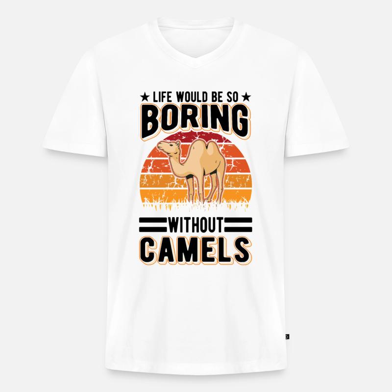 Kamel Geschenk Dromedar Camel Großkamel - Männer Premium Bio T-Shirt mit V-Ausschnitt - Weiß