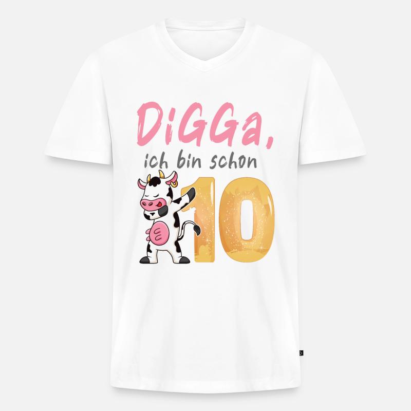 DIGGA, ich bin schon 10 - Männer Premium Bio T-Shirt mit V-Ausschnitt - Weiß