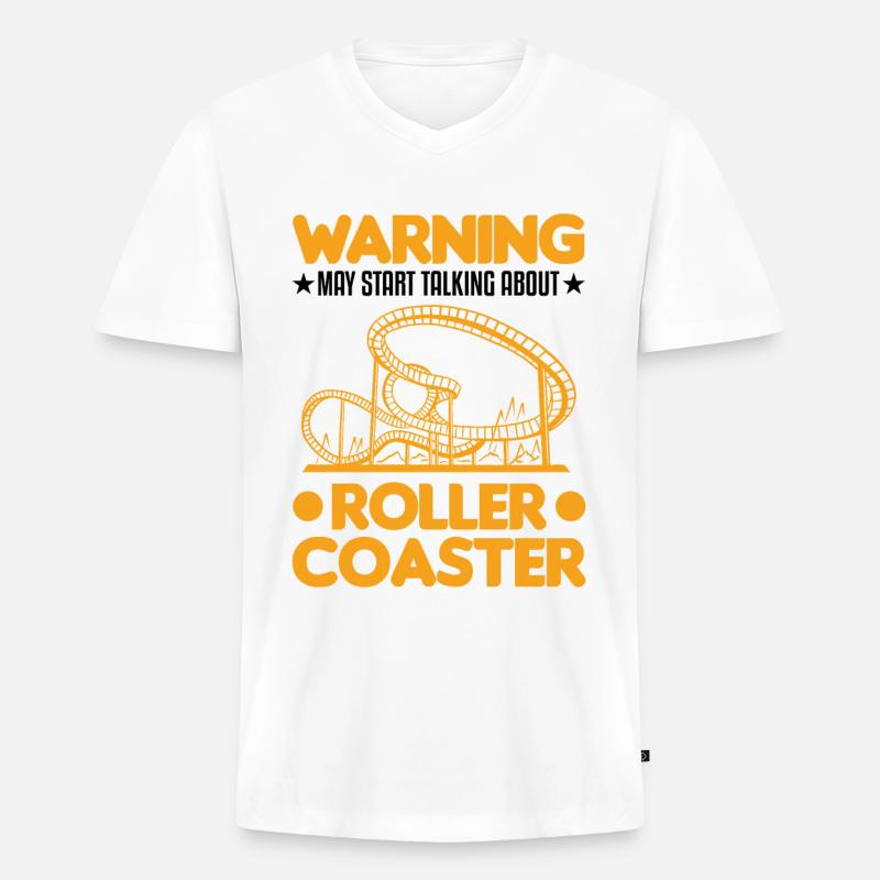 Warnung Achterbahnfahrer Achterbahn - Männer Premium Bio T-Shirt mit V-Ausschnitt - Weiß