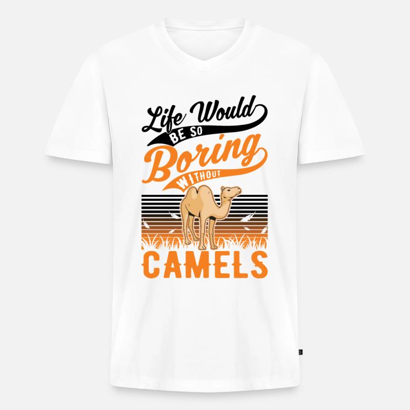 Kamel Geschenk Dromedar Camel Großkamel - Männer Premium Bio T-Shirt mit V-Ausschnitt - Weiß