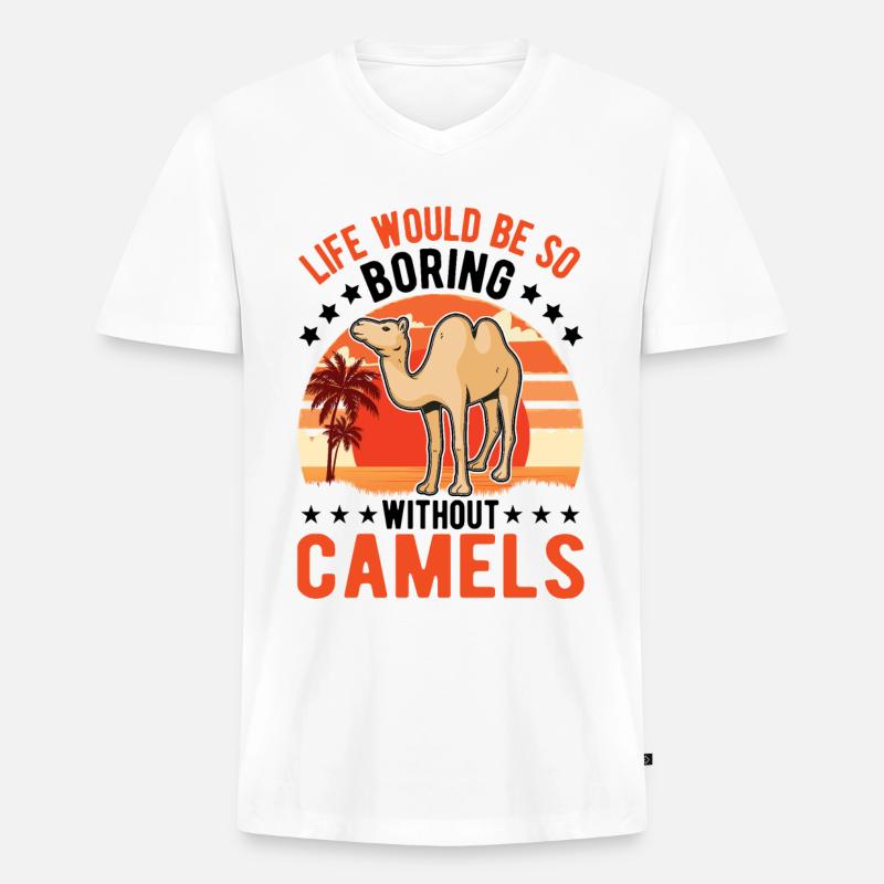 Kamel Geschenk Dromedar Camel Großkamel - Männer Premium Bio T-Shirt mit V-Ausschnitt - Weiß