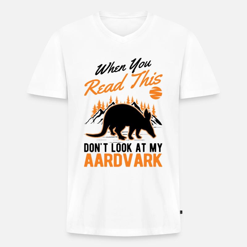 Erdferkel Geschenk Aardvark - Männer Premium Bio T-Shirt mit V-Ausschnitt - Weiß