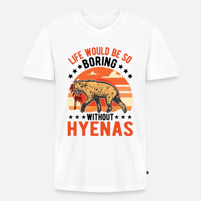 Hyäne Geschenk Erdwolf Hyena - Männer Premium Bio T-Shirt mit V-Ausschnitt - Weiß