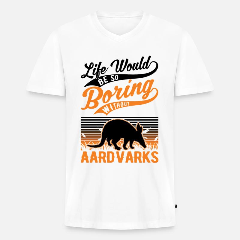 Erdferkel Geschenk Aardvark - Männer Premium Bio T-Shirt mit V-Ausschnitt - Weiß