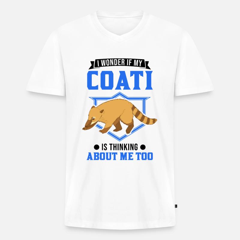 Nasenbär Geschenk Coati Rüsselbär - Männer Premium Bio T-Shirt mit V-Ausschnitt - Weiß