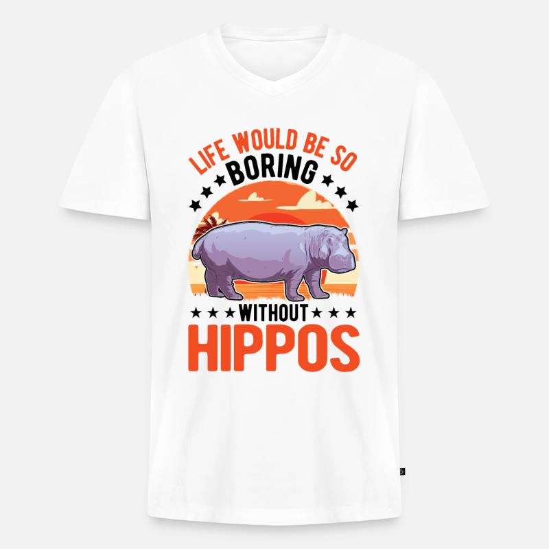 Nilpferd Geschenk Hippo Flusspferd - Männer Premium Bio T-Shirt mit V-Ausschnitt - Weiß