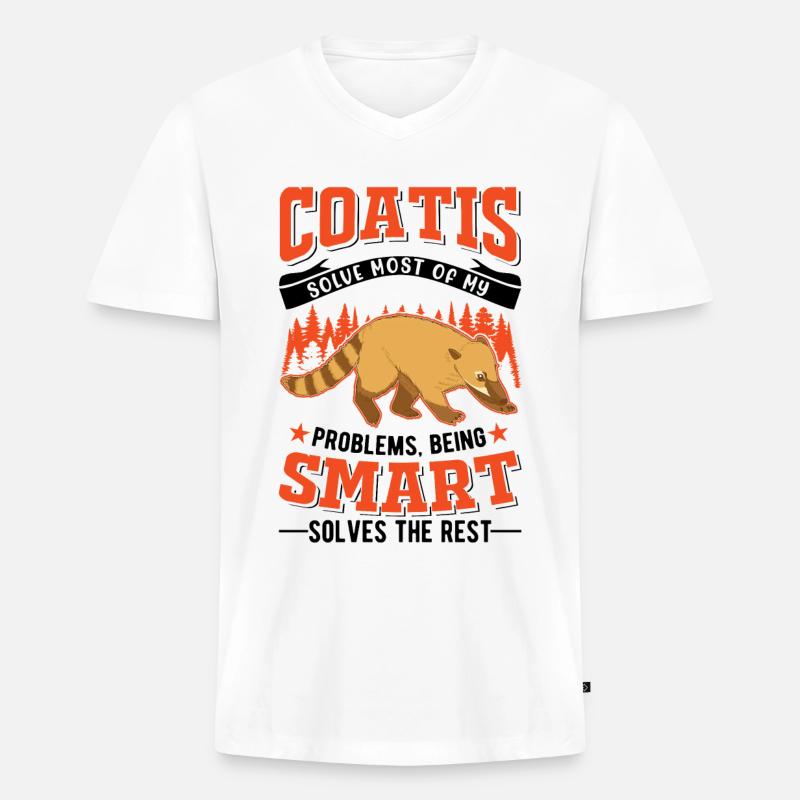 Nasenbär Geschenk Coati Rüsselbär - Männer Premium Bio T-Shirt mit V-Ausschnitt - Weiß