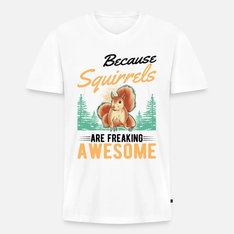 Eichhörnchen Geschenk Squirrel Grauhörnchen - Männer Premium Bio T-Shirt mit V-Ausschnitt - Weiß