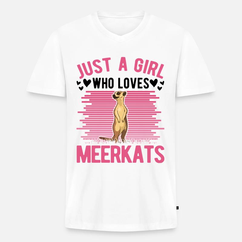 Erdmännchen Mädchen Meerkat - Männer Premium Bio T-Shirt mit V-Ausschnitt - Weiß