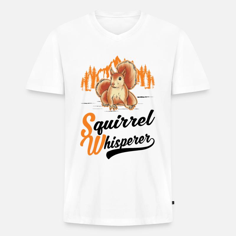 Eichhörnchen Flüsterer Squirrel Whisperer - Männer Premium Bio T-Shirt mit V-Ausschnitt - Weiß