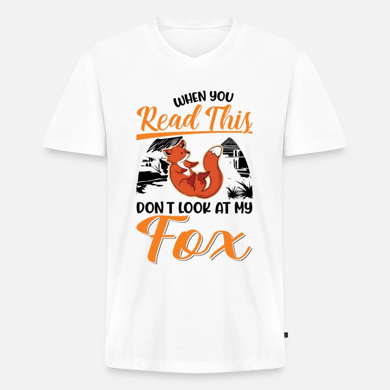 Fuchs Geschenk Rotfuchs - Männer Premium Bio T-Shirt mit V-Ausschnitt - Weiß