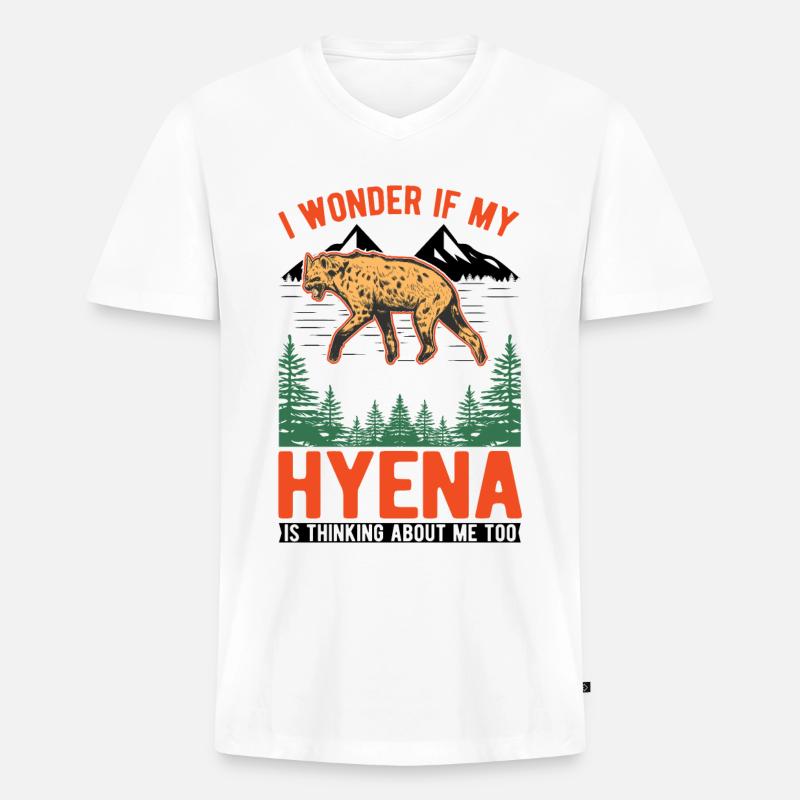 Hyäne Geschenk Erdwolf Hyena - Männer Premium Bio T-Shirt mit V-Ausschnitt - Weiß