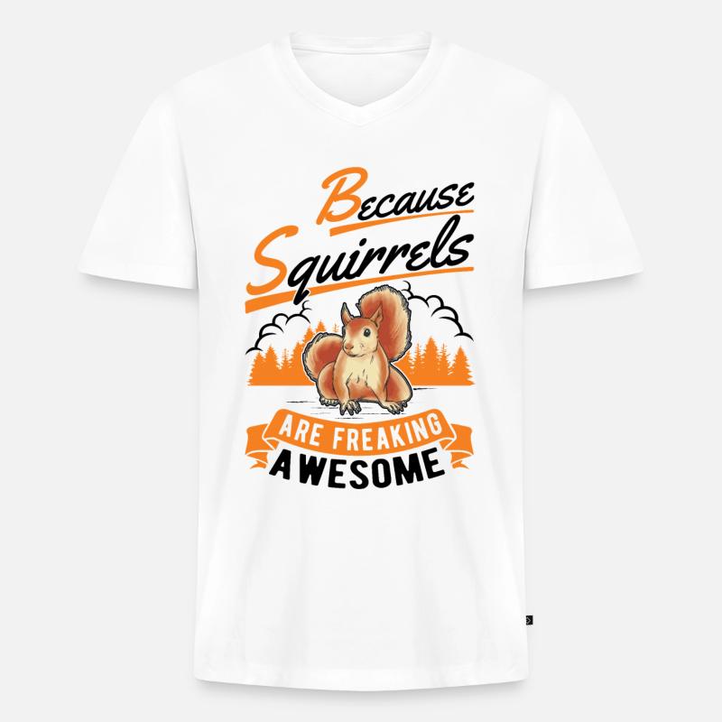 Eichhörnchen Geschenk Squirrel Grauhörnchen - Männer Premium Bio T-Shirt mit V-Ausschnitt - Weiß