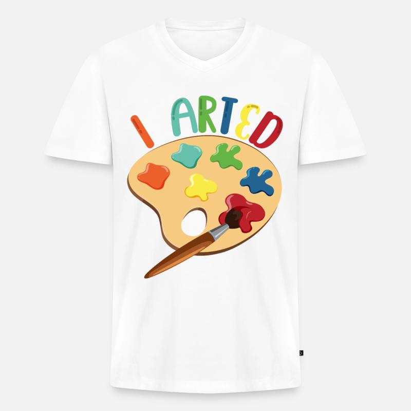 I Arted For Painter - Männer Premium Bio T-Shirt mit V-Ausschnitt - Weiß