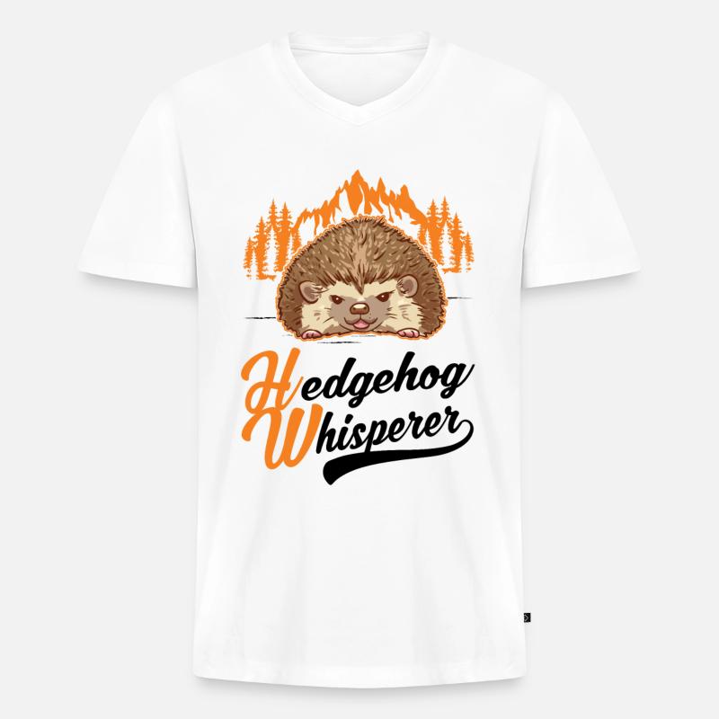 Igel Flüsterer Hedgehog Whisperer - Männer Premium Bio T-Shirt mit V-Ausschnitt - Weiß