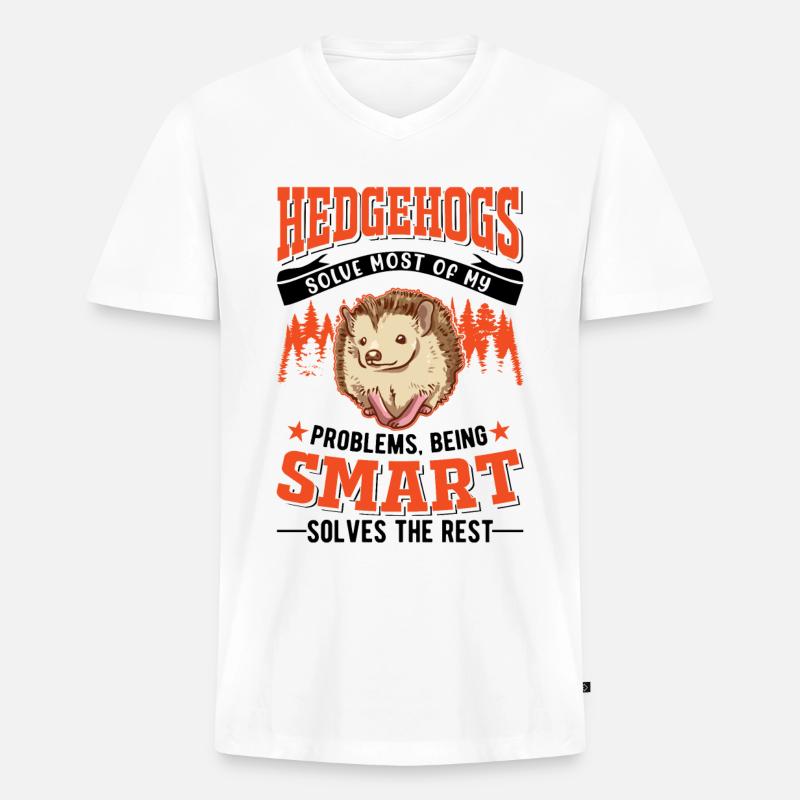 Igel Geschenk Stacheligel - Männer Premium Bio T-Shirt mit V-Ausschnitt - Weiß