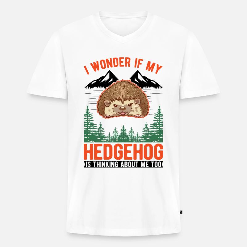 Igel Geschenk Stacheligel - Männer Premium Bio T-Shirt mit V-Ausschnitt - Weiß