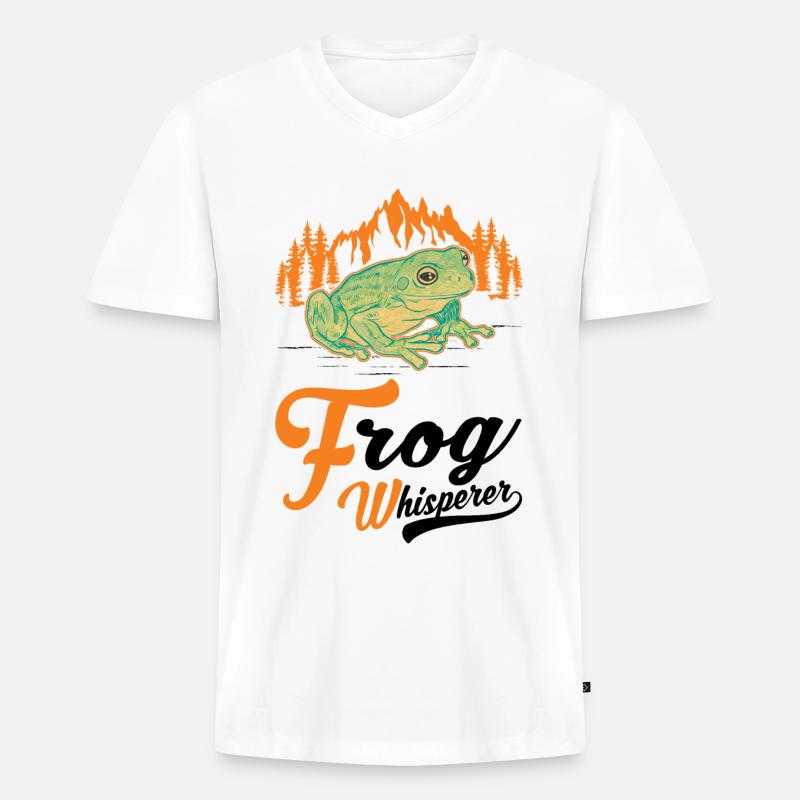 Frosch Flüsterer Geschenk Laubfrosch - Männer Premium Bio T-Shirt mit V-Ausschnitt - Weiß