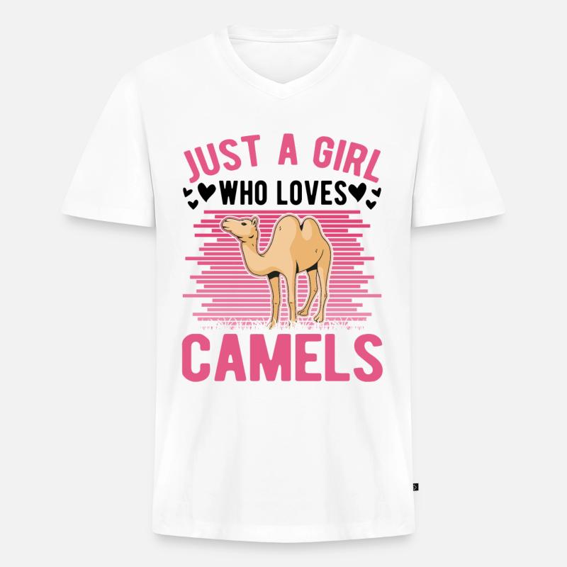 Kamel Mädchen Dromedar Ägypten Großkamel - Männer Premium Bio T-Shirt mit V-Ausschnitt - Weiß