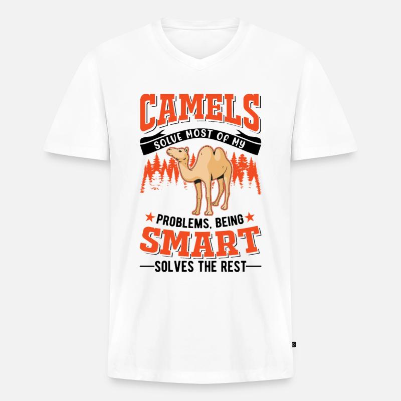 Kamel Dromedar Ägypten Geschenk Großkamel - Männer Premium Bio T-Shirt mit V-Ausschnitt - Weiß
