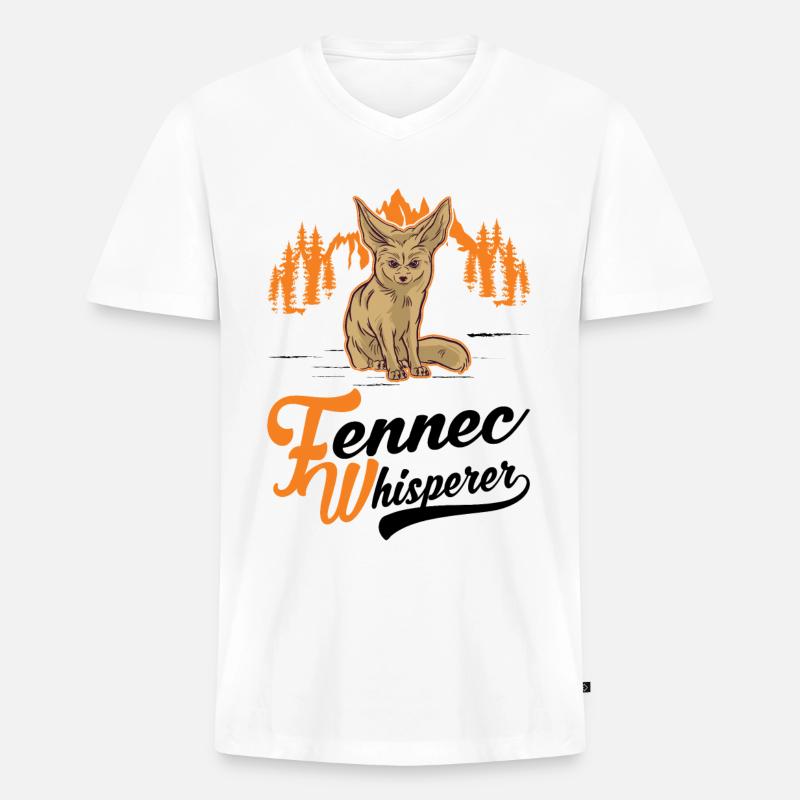 Fennek Flüsterer Fennec Wüstenfuchs - Männer Premium Bio T-Shirt mit V-Ausschnitt - Weiß