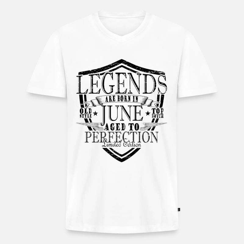 Legenden Juni - Männer Premium Bio T-Shirt mit V-Ausschnitt - Weiß