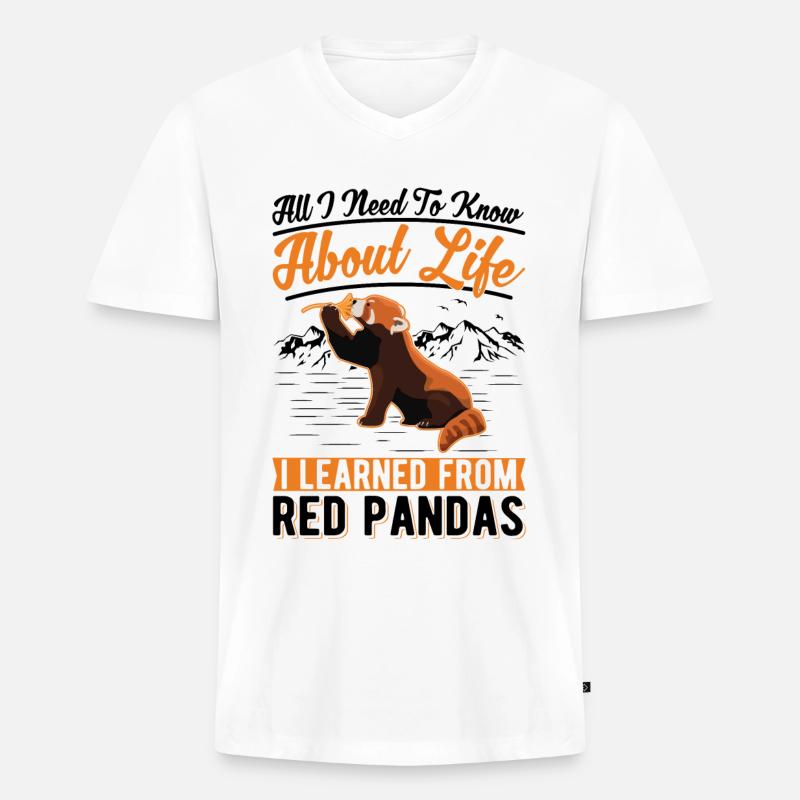 Roter Panda Geschenk - Männer Premium Bio T-Shirt mit V-Ausschnitt - Weiß