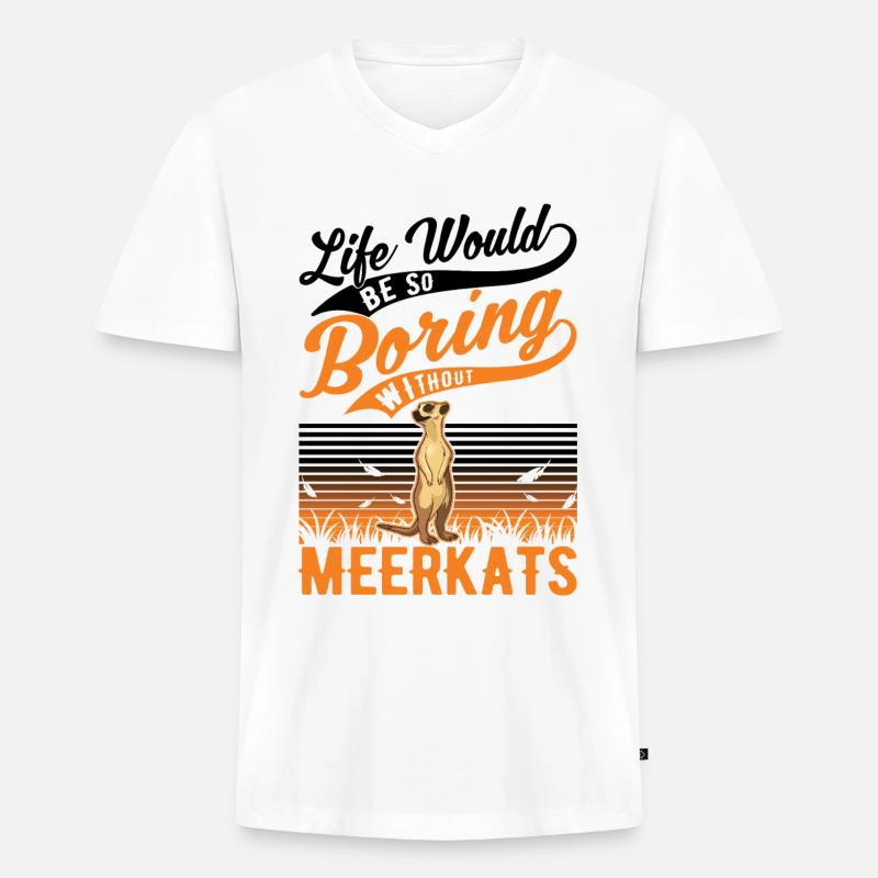 Erdmännchen Geschenk Meerkat - Männer Premium Bio T-Shirt mit V-Ausschnitt - Weiß