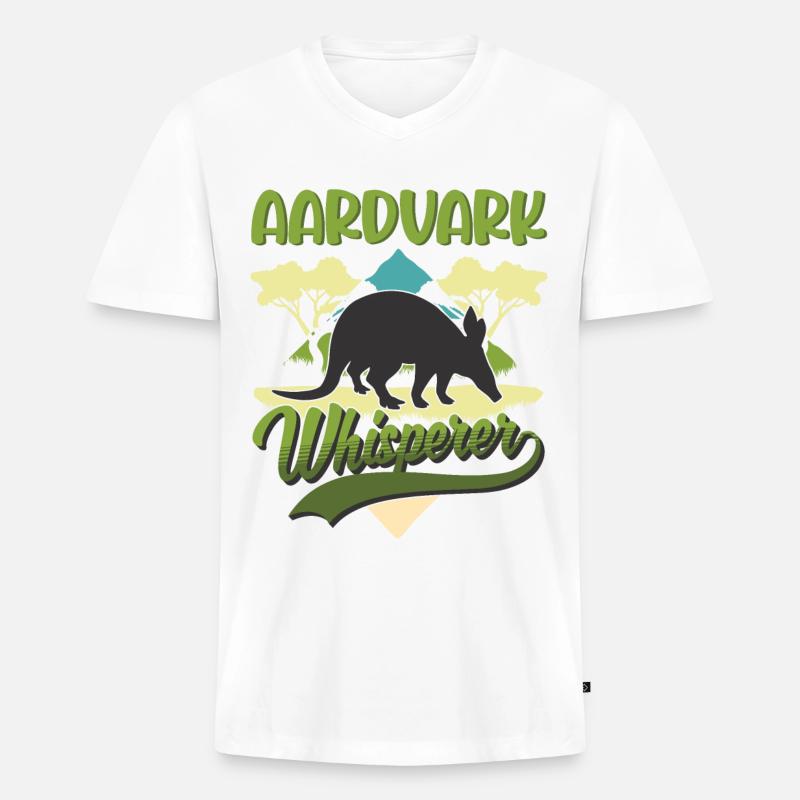 Erdferkel Flüsterer Aardvark Whisperer - Männer Premium Bio T-Shirt mit V-Ausschnitt - Weiß