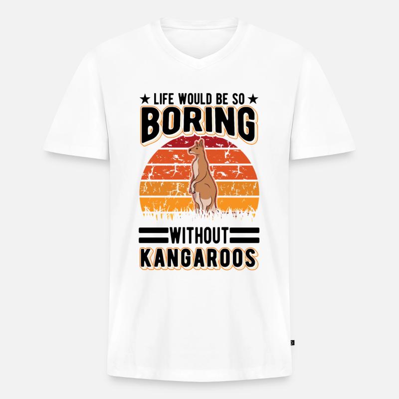 Australisches Känguru Australien Kangaroo - Männer Premium Bio T-Shirt mit V-Ausschnitt - Weiß