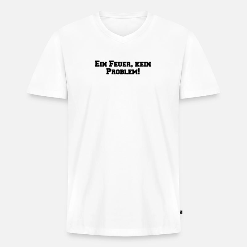 Feuerwehr - Ein Feuer, kein Problem! - Männer Premium Bio T-Shirt mit V-Ausschnitt - Weiß