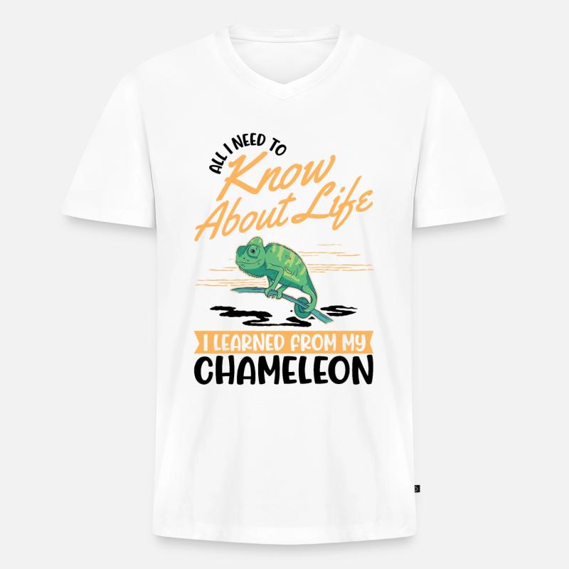 Chamäleon Geschenk Chameleon - Männer Premium Bio T-Shirt mit V-Ausschnitt - Weiß