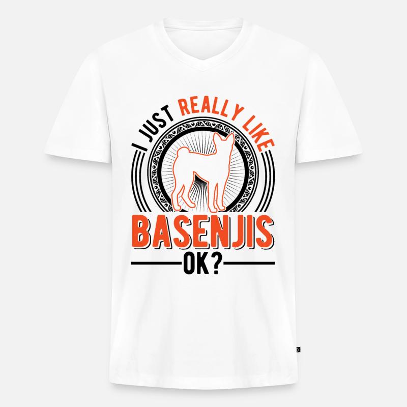 Ich mag einfach Basenjis - Männer Premium Bio T-Shirt mit V-Ausschnitt - Weiß