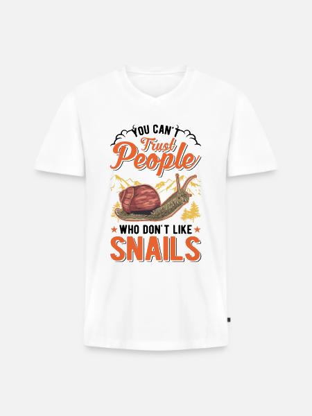 Snail Gift Vineyard Snail - Men's Premium Organic T-shirt with V-neck - white