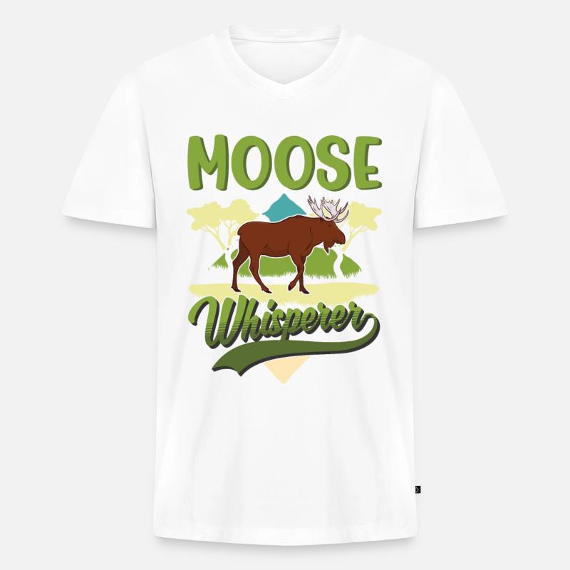 Elch Flüsterer Elchgeweih Skandinavien - Männer Premium Bio T-Shirt mit V-Ausschnitt - Weiß