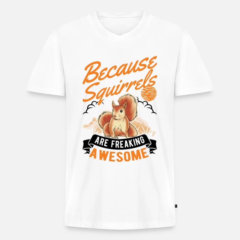 Eichhörnchen Geschenk Squirrel Grauhörnchen - Männer Premium Bio T-Shirt mit V-Ausschnitt - Weiß