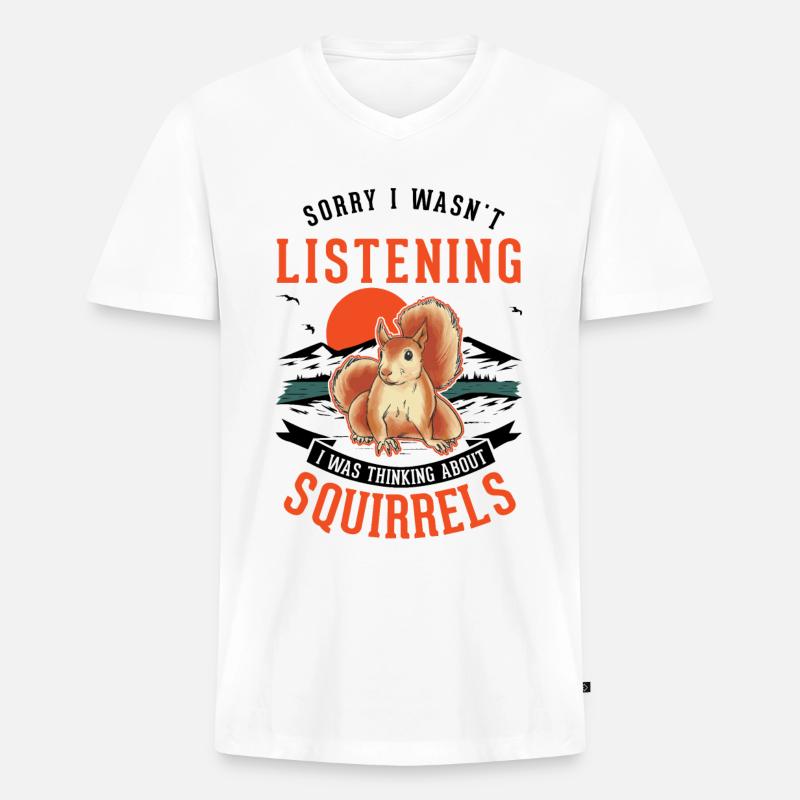 Eichhörnchen Geschenk Grauhörnchen Squirrel - Männer Premium Bio T-Shirt mit V-Ausschnitt - Weiß