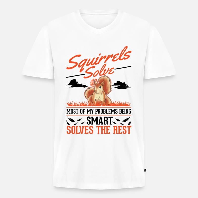 Eichhörnchen Geschenk Grauhörnchen Squirrel - Männer Premium Bio T-Shirt mit V-Ausschnitt - Weiß