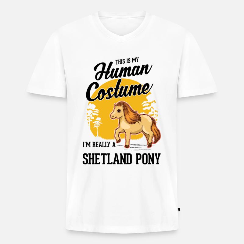 Shetland Pony Kostüm Geschenk Shetty - Männer Premium Bio T-Shirt mit V-Ausschnitt - Weiß