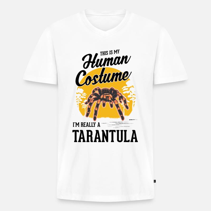 Tarantel Halloween Spinne Tarantula - Männer Premium Bio T-Shirt mit V-Ausschnitt - Weiß