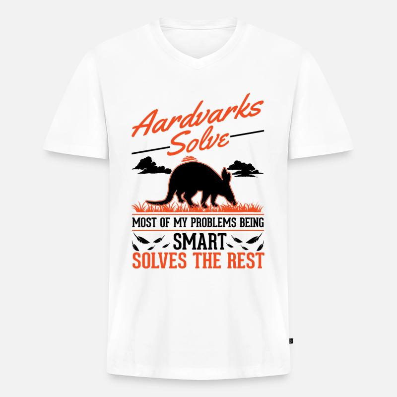 Erdferkel Geschenk Aardvark - Männer Premium Bio T-Shirt mit V-Ausschnitt - Weiß