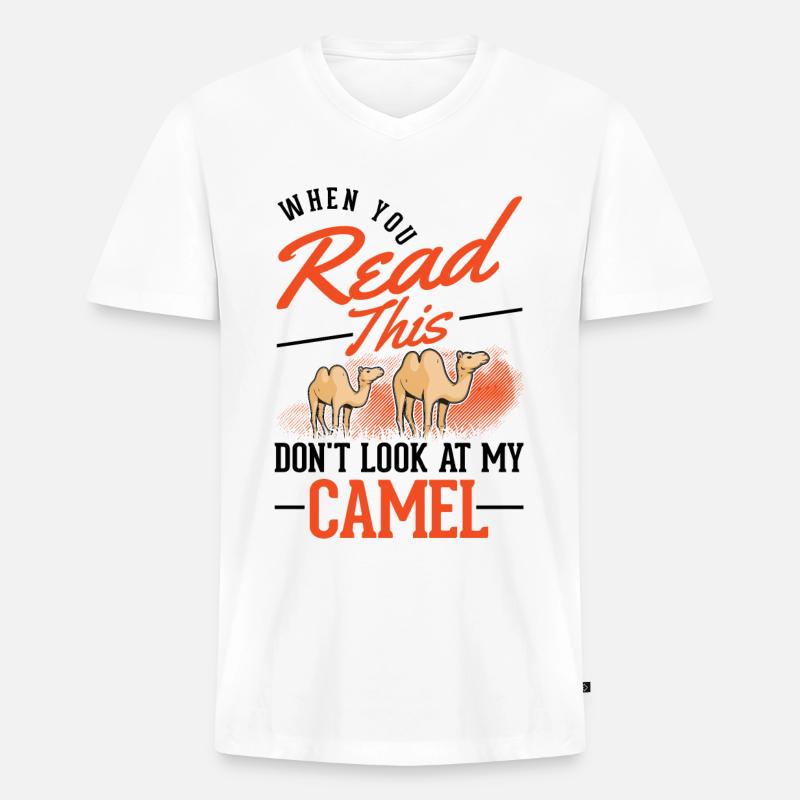 Kamel Geschenk Dromedar Camel Großkamel - Männer Premium Bio T-Shirt mit V-Ausschnitt - Weiß