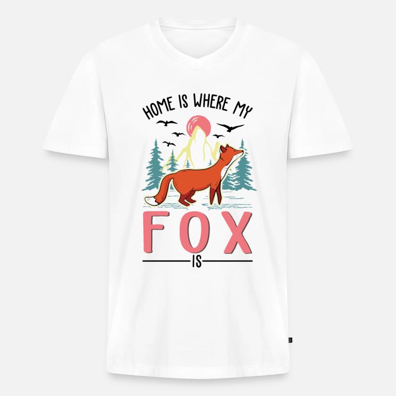 Fuchs Geschenk Rotfuchs - Männer Premium Bio T-Shirt mit V-Ausschnitt - Weiß